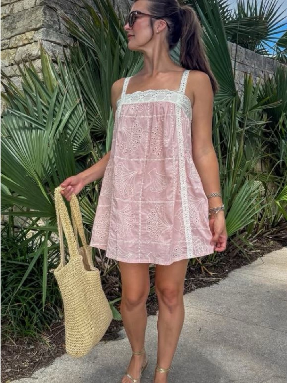 Bailey Rose Seashell Eyelet Babydoll Dress S